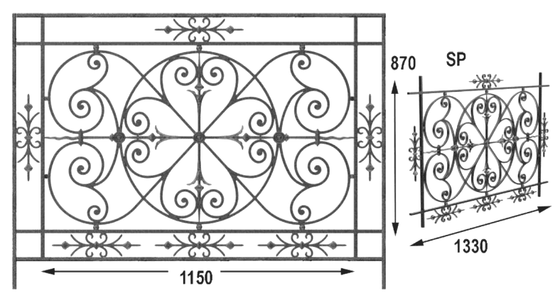 Balustrade, rambarde ouvragée en fonte