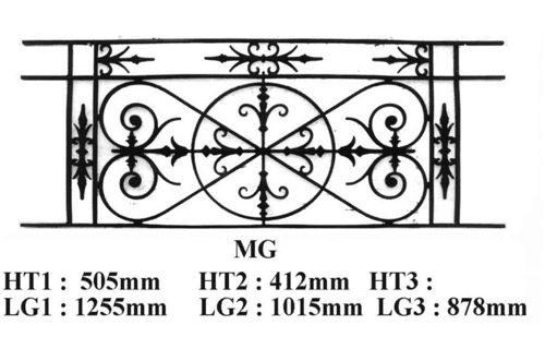 Grille de balcon, garde-corps en fonte — ref MG