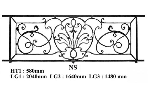 Grille de balcon, garde-corps en fonte — ref NS