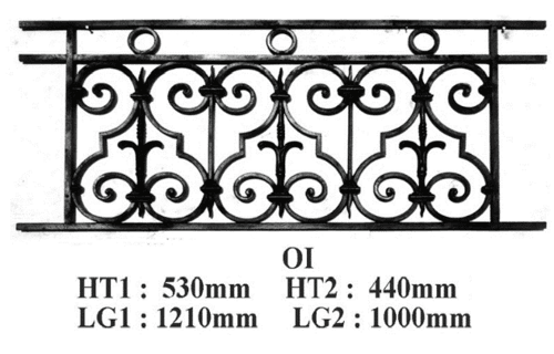 Grille de balcon, garde-corps en fonte — ref OI