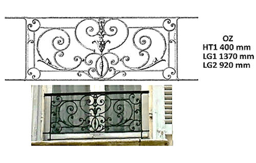 Grille de balcon, garde-corps en fonte — ref OZ