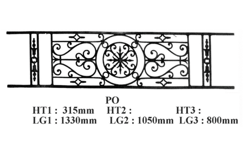 Grille de balcon, garde-corps en fonte — ref PO