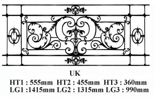 Grille de balcon, garde-corps en fonte — ref UK