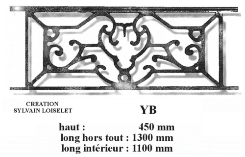 Grille de balcon, garde-corps en fonte — ref YB