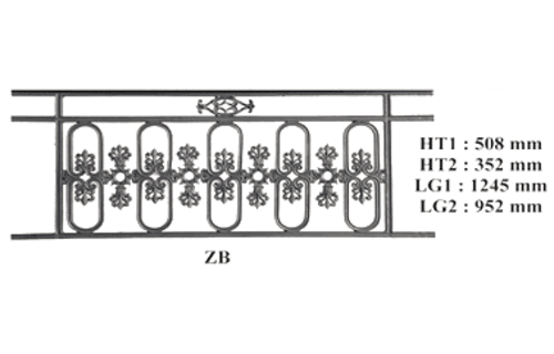 Grille de balcon, garde-corps en fonte — ref ZB