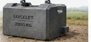 Contrepoids monomasse de 2000 kg dans un champ