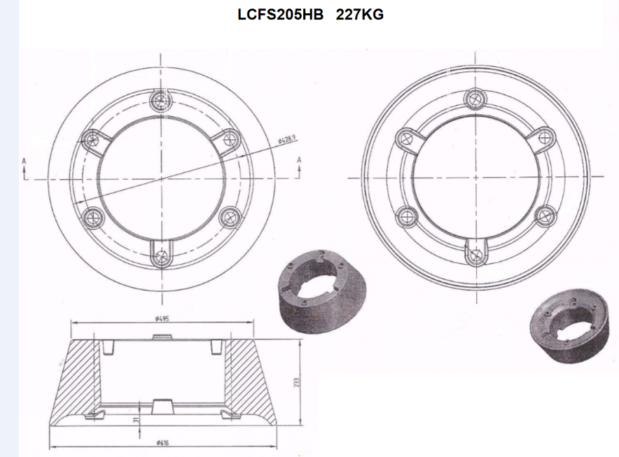 Plan masse de roue LCFS205HB - 227 KG